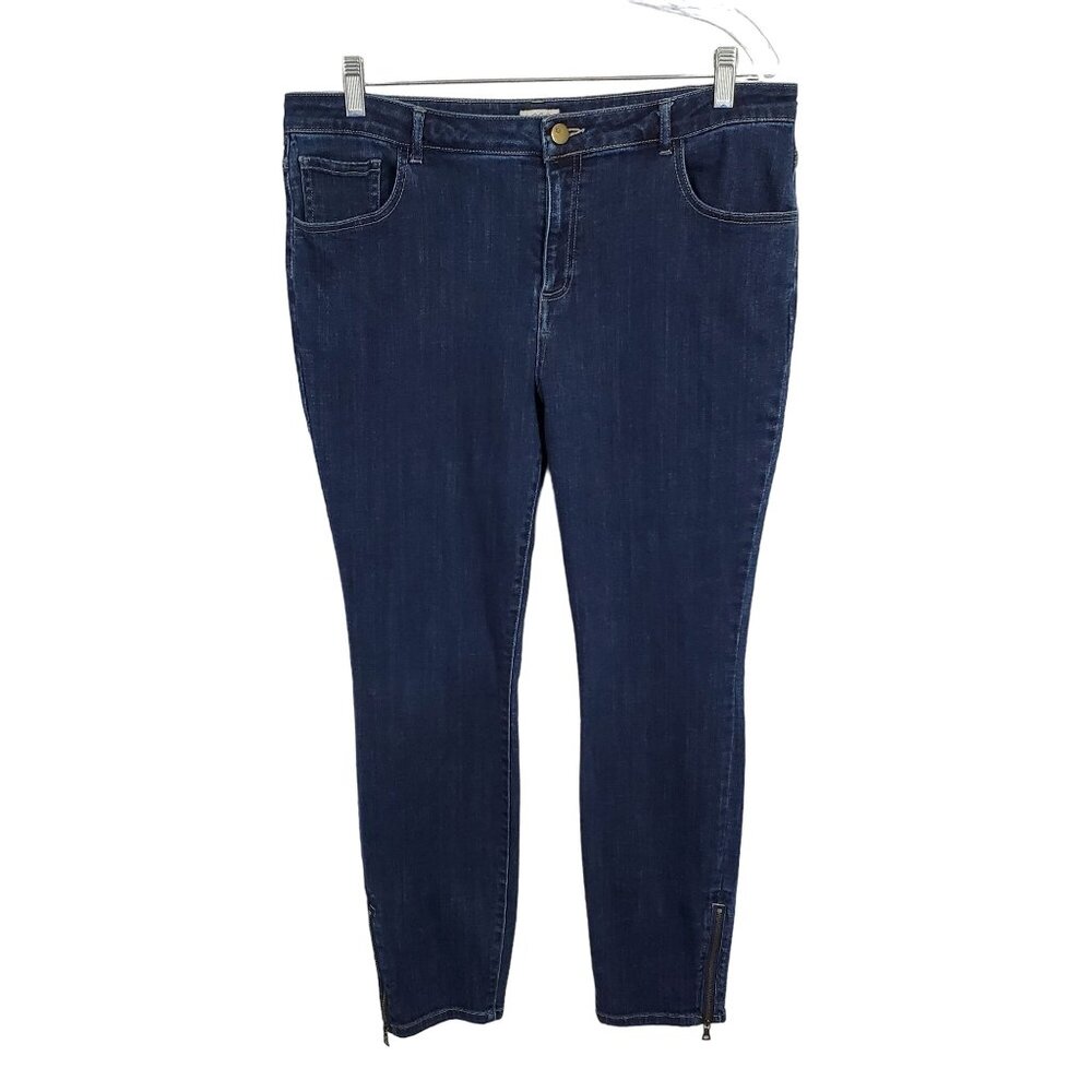 LOGO Lori Goldstein Size 16 Jeans 5 Pocket Skinny Stretch Denim Ankle Zipppers